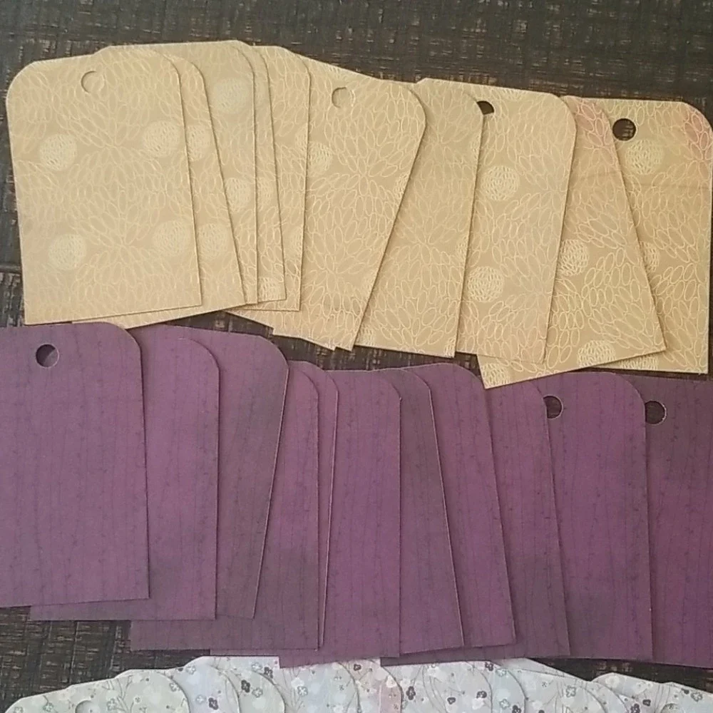 54 Handcut Rounded Corners Blank Back Mixed Print Cardstock Gift Tags